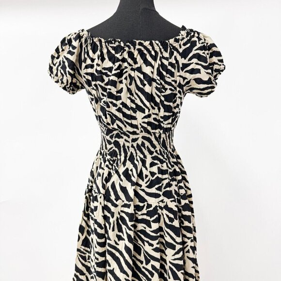 VINTAGE STYLE OFF THE SHOULDER PUFF DRESS PRINTED - Picture 2 of 7